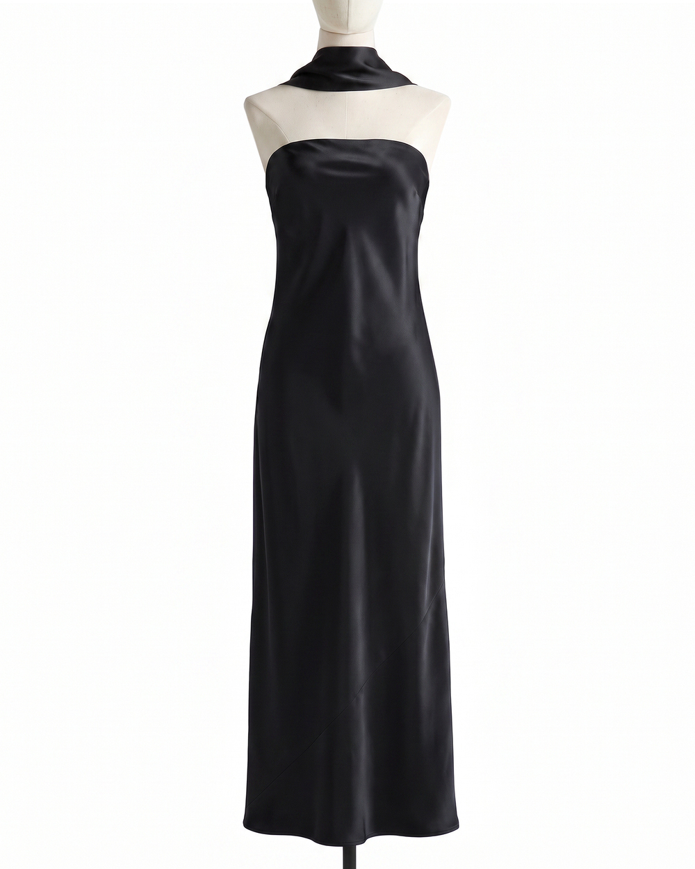 100% Washable Silk Strapless Scarf Maxi Dress